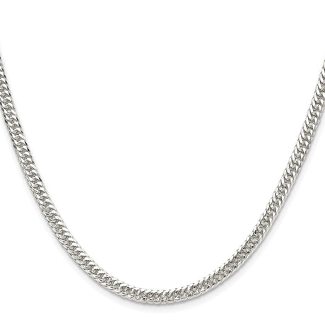 925 White Gold 3.9 mm Curb Chain Necklace, Polished