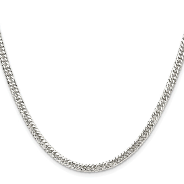 925 White Gold 3.9 mm Curb Chain Necklace, Polished