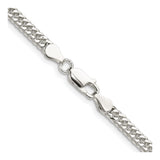 925 White Gold 3.9 mm Curb Chain Necklace, Polished alternate angle
