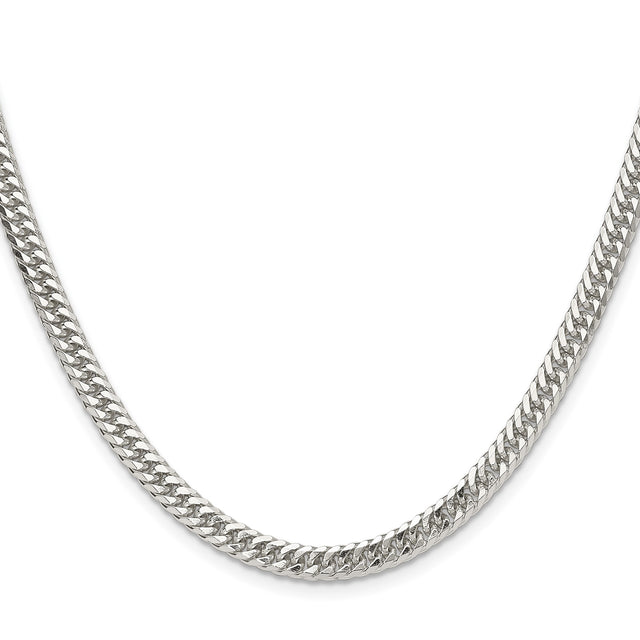 925 White Gold 4.8 mm Curb Chain Necklace, Polished