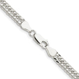 925 White Gold 4.8 mm Curb Chain Necklace, Polished alternate angle