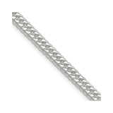 925 White Gold 4.8 mm Curb Chain Necklace, Polished detail view