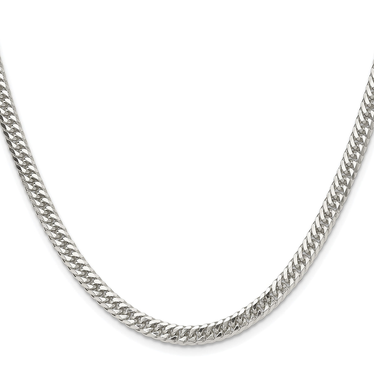 925 White Gold 4.8 mm Curb Chain Necklace, Polished