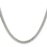 925 White Gold 4.8 mm Curb Chain Necklace, Polished