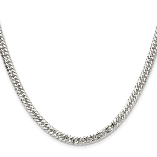 925 White Gold 4.8 mm Curb Chain Necklace, Polished