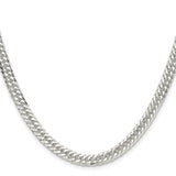 925 White Gold 5.7 mm Curb Chain Necklace, Polished
