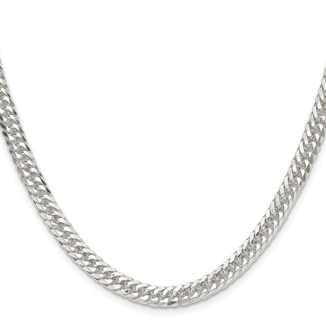 925 White Gold 5.7 mm Curb Chain Necklace, Polished