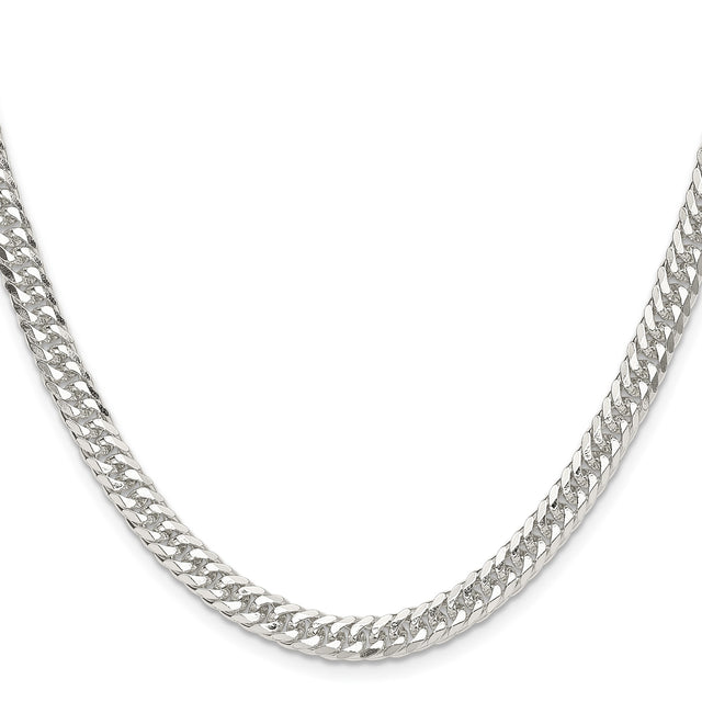 925 White Gold 5.7 mm Curb Chain Necklace, Polished