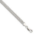 925 White Gold 5.7 mm Curb Chain Bracelet, Polished shown for scale