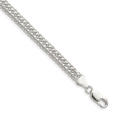 925 White Gold 5.7 mm Curb Chain Bracelet, Polished shown for scale