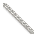 925 White Gold 5.7 mm Curb Chain Necklace, Polished detail view