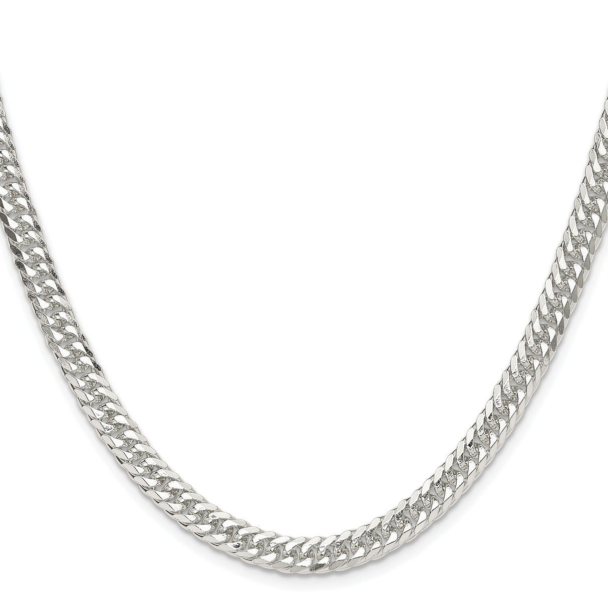 925 White Gold 5.7 mm Curb Chain Necklace, Polished