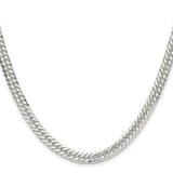 925 White Gold 5.7 mm Curb Chain Necklace, Polished