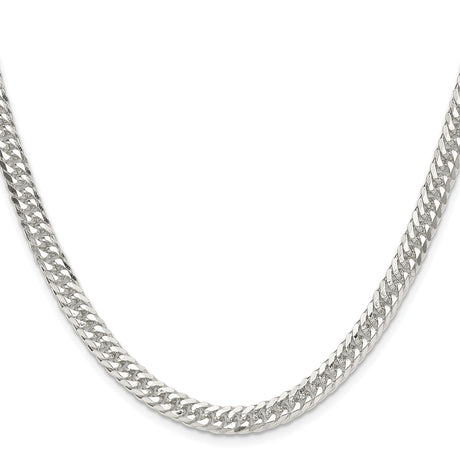 925 White Gold 5.7 mm Curb Chain Necklace, Polished