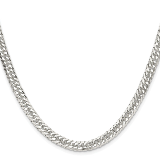 925 White Gold 5.7 mm Curb Chain Necklace, Polished