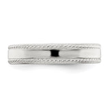 Sterling Silver Milgrain, Flat wedding band ring detail view