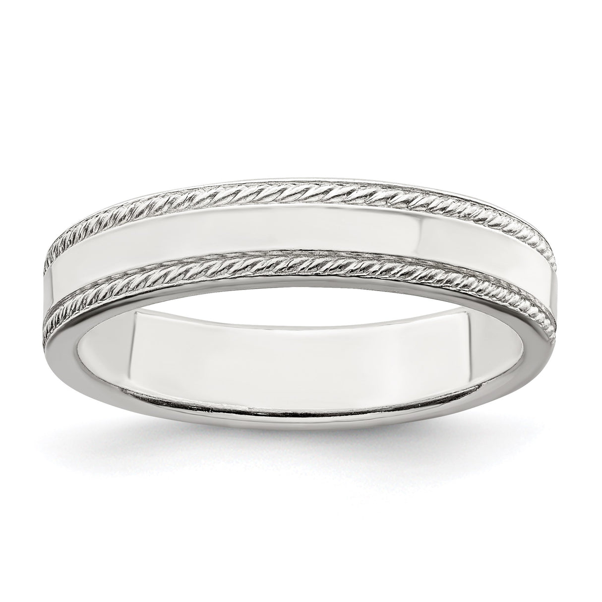 Sterling Silver Milgrain, Flat wedding band ring
