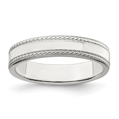 Sterling Silver Milgrain, Flat wedding band ring