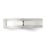Sterling Silver Milgrain, Flat wedding band ring detail view