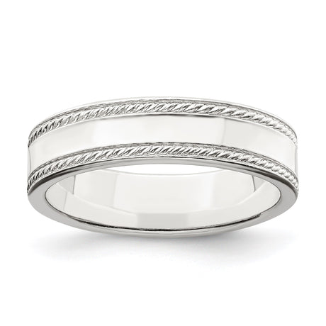Sterling Silver Milgrain, Flat wedding band ring