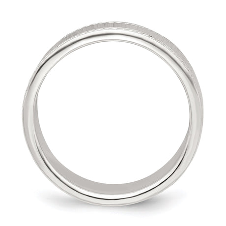 Sterling Silver Milgrain, Flat wedding band ring alternate angle