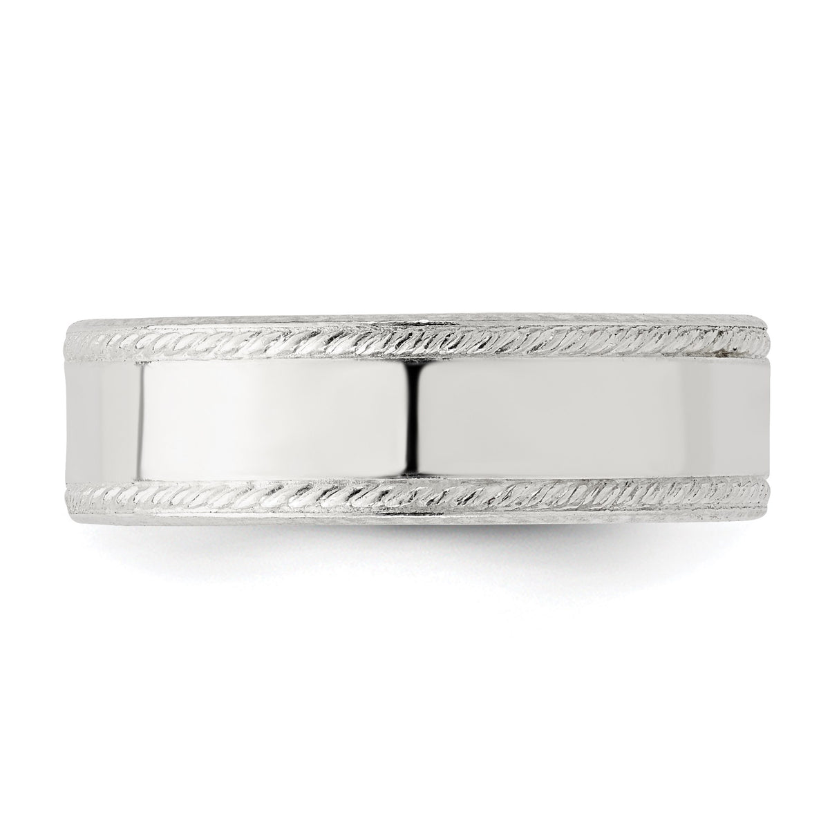 Sterling Silver Milgrain, Flat wedding band ring detail view