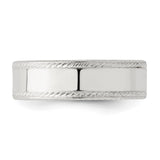 Sterling Silver Milgrain, Flat wedding band ring detail view