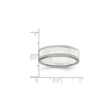 Sterling Silver Milgrain, Flat wedding band ring shown for scale