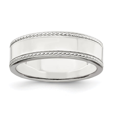 Sterling Silver Milgrain, Flat wedding band ring