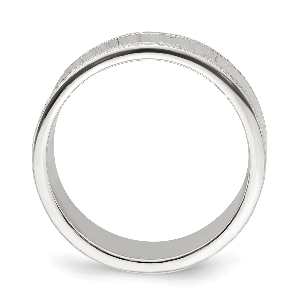 Sterling Silver Milgrain, Flat wedding band ring alternate angle