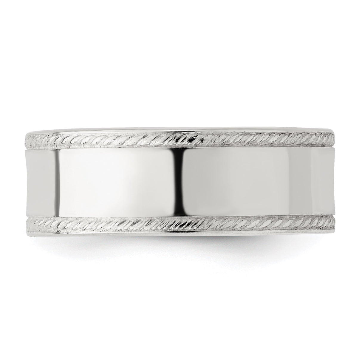 Sterling Silver Milgrain, Flat wedding band ring detail view