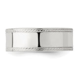 Sterling Silver Milgrain, Flat wedding band ring detail view