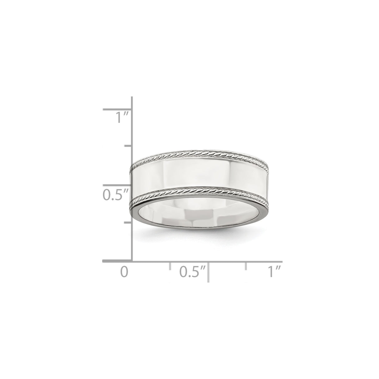 Sterling Silver Milgrain, Flat wedding band ring shown for scale