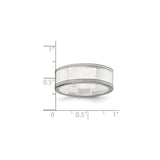 Sterling Silver Milgrain, Flat wedding band ring shown for scale