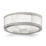 Sterling Silver Milgrain, Flat wedding band ring