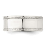 Sterling Silver Milgrain, Flat wedding band ring detail view