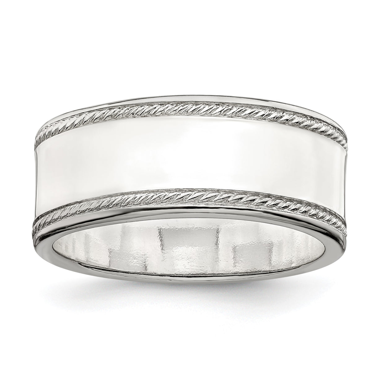 Sterling Silver Milgrain, Flat wedding band ring