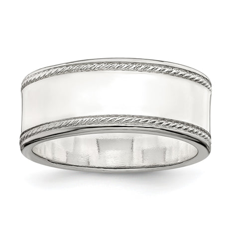 Sterling Silver Milgrain, Flat wedding band ring