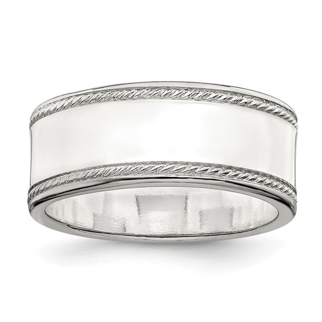 Sterling Silver Milgrain, Flat wedding band ring