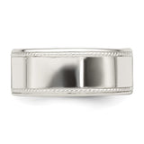 Sterling Silver Milgrain, Flat wedding band ring detail view
