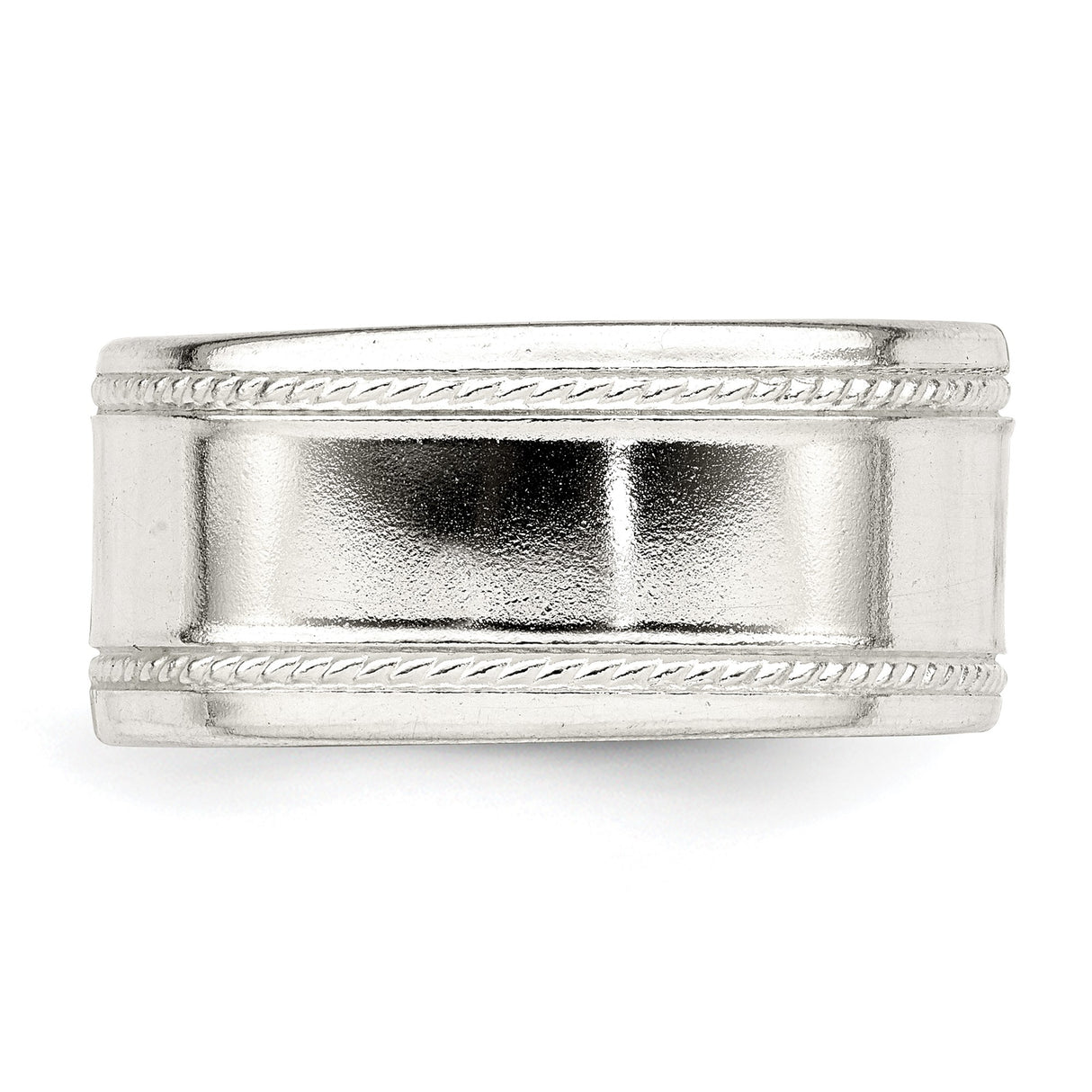 Sterling Silver Milgrain, Flat wedding band ring detail view