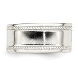 Sterling Silver Milgrain, Flat wedding band ring detail view