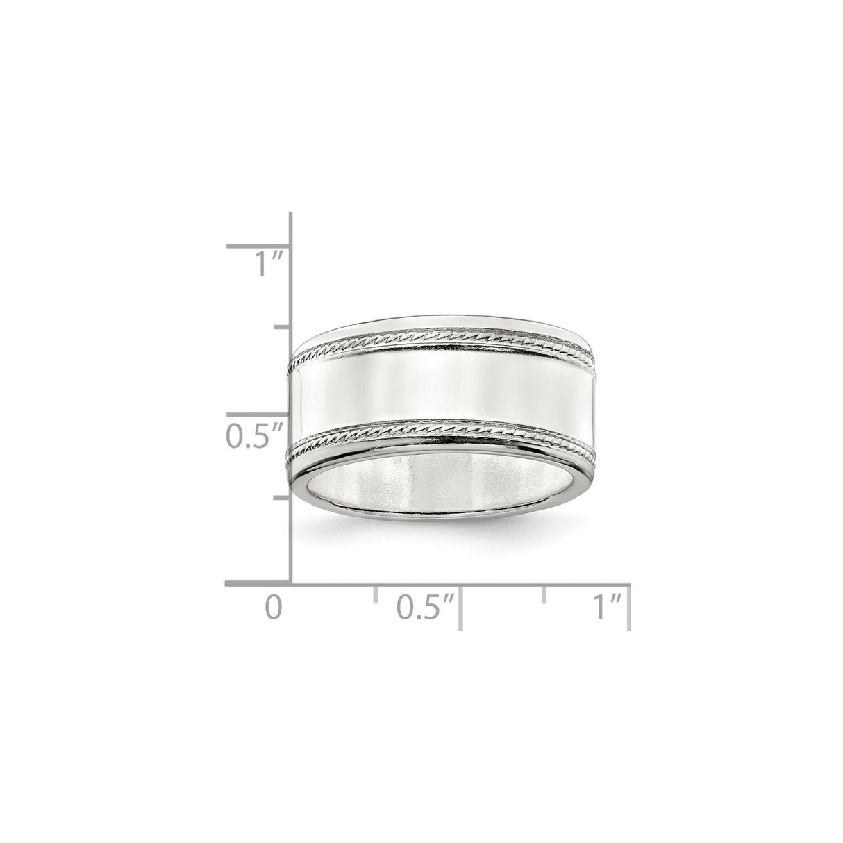 Sterling Silver Milgrain, Flat wedding band ring shown for scale