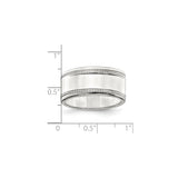 Sterling Silver Milgrain, Flat wedding band ring shown for scale