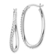 Sterling Silver Twisted Oval Hoop Earrings with Diamond Mystique and Crossover Design