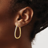 Sterling Silver Twisted Oval Hoop Earrings with Diamond Mystique, Lightweight CZ Style for Women