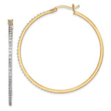Sterling Silver Hoop Earrings with Diamond Mystique Stones, Large Round Statement Style