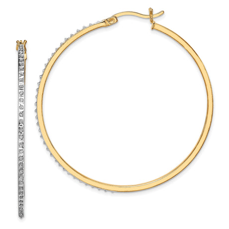 Sterling Silver Hoop Earrings with Diamond Mystique Stones, Large Round Statement Style