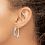 Sterling Silver Hoop Earrings with Diamond Mystique, Channel Set, Lightweight Modern Design