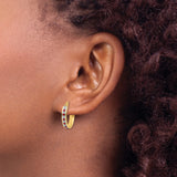 Sterling Silver Hoop Earrings with Ruby and Diamond Mystique, Two Tone Channel Set Design